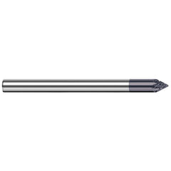 Chamfer Mill: 1/4" Dia, 1/4" Shank Dia, 60.00 deg, Solid Carbide, Single End