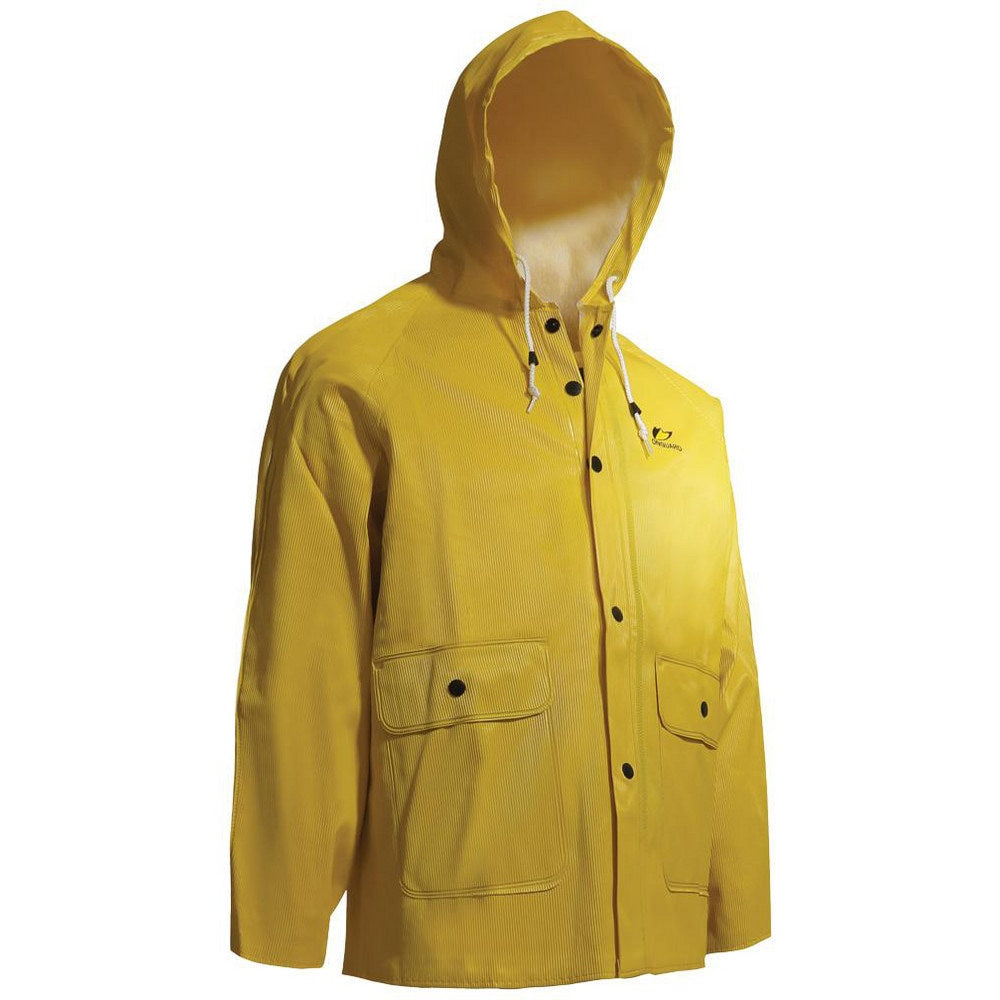 Rain Jacket:  Size X-Large,  Non Hazardous Protection,  Yellow,  PVC & Polyester