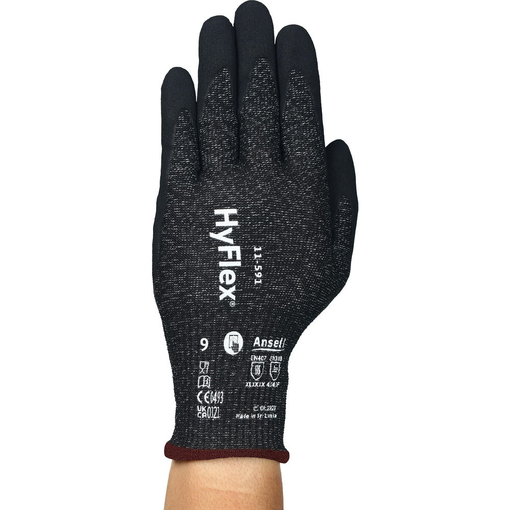 Cut, Puncture & Abrasion-Resistant Gloves: HyFlex 11-591, Size 3X-Large, ANSI Cut A9, ANSI Puncture 4, Nitrile, HPPE, Nylon, Spandex, Steel, Graphene & Tungsten Steel