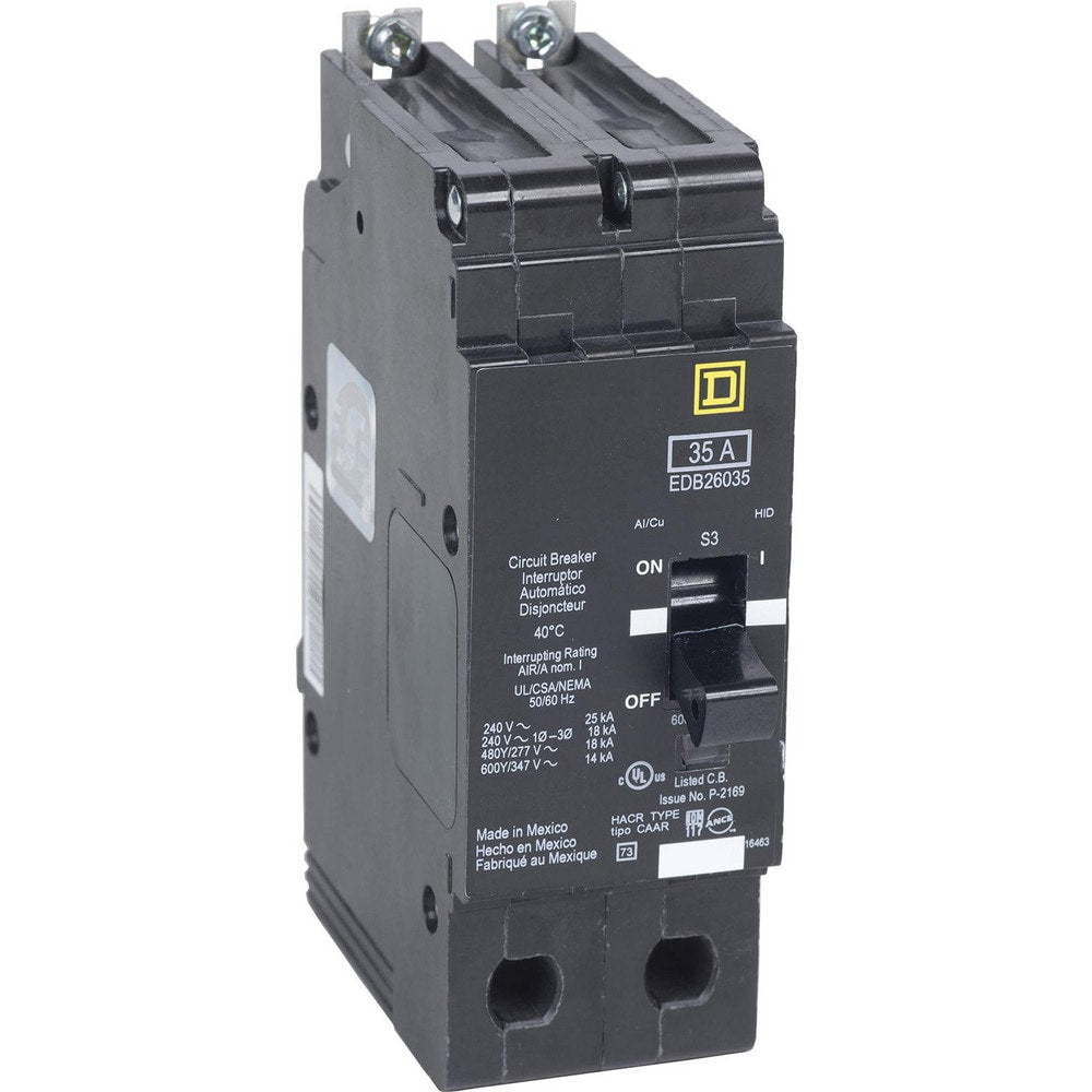 Circuit Breakers; Circuit Breaker Type: Miniature Circuit Breaker; Amperage: 45; Voltage: 347V, 600V; Wire Size (AWG): 12-2/0 (Aluminum)/14-2/0 (Copper); Number Of Poles: 2; Tripping Mechanism: Thermal-Magnetic; Terminal Connection Type: Lug; Phase: Singl