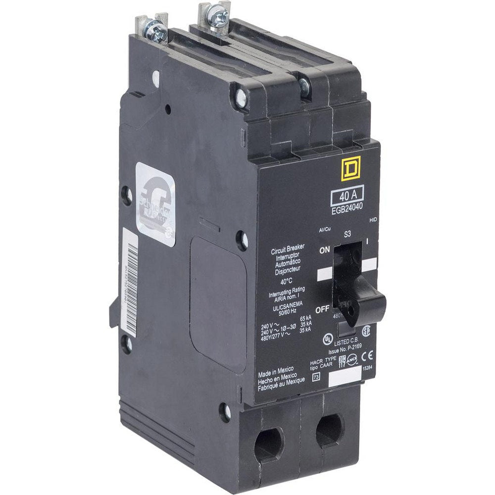 Circuit Breakers; Circuit Breaker Type: Miniature Circuit Breaker; Amperage: 35; Voltage: 480V, 277V; Wire Size (AWG): 12-2/0 (Aluminum)/14-2/0 (Copper); Number Of Poles: 2; Tripping Mechanism: Thermal-Magnetic; Terminal Connection Type: Lug; Phase: Singl