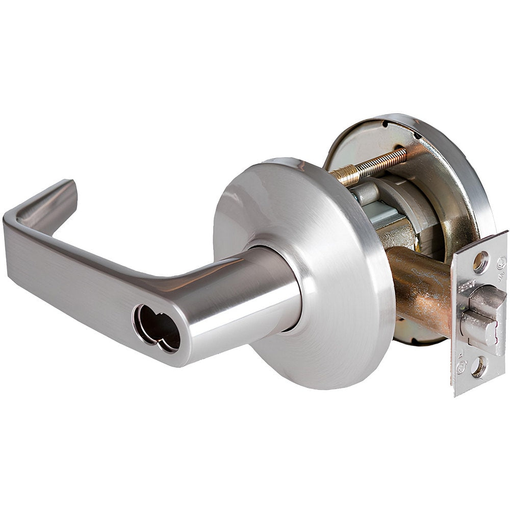 Lever Locksets; Lockset Type: Exit; Key Type: Keyed Different; Back Set: 2-3/4; Cylinder Type: Less Core; Material: Metal; Door Thickness: 1-3/4 to 2-1/4; Finish: Satin Chrome