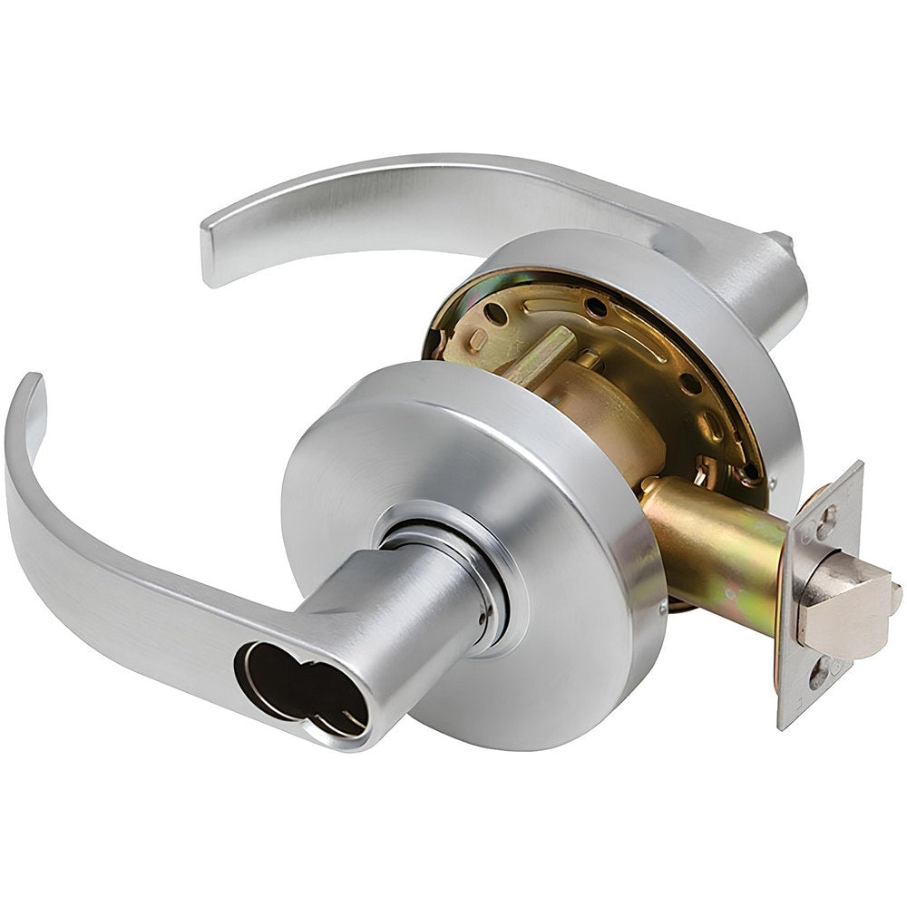 Lever Locksets; Lockset Type: Entrance; Key Type: Keyed Different; Back Set: 2-3/4; Cylinder Type: Less Core; Material: Metal; Door Thickness: 1-3/8 to 2; Finish: Satin Chrome