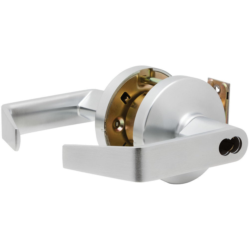 Lever Locksets; Lockset Type: Classroom; Key Type: Keyed Different; Back Set: 2-3/4; Cylinder Type: Less Core; Material: Metal; Door Thickness: 1-3/4 to 2-3/4; Finish: Satin Chrome