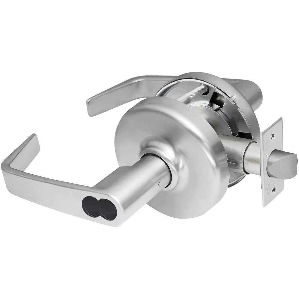 Lever Locksets; Lockset Type: Classroom; Key Type: Keyed Different; Back Set: 2-3/4; Cylinder Type: Less Core; Material: Metal; Door Thickness: 1-3/4; Finish: Satin Chrome