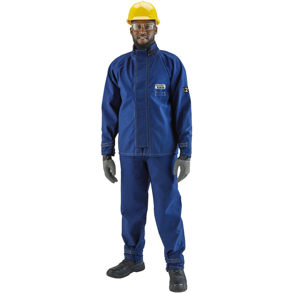 Rain & Chemical Resistant  Jacket:  Medium,  Blue,  36-39" Chest,  Nomex