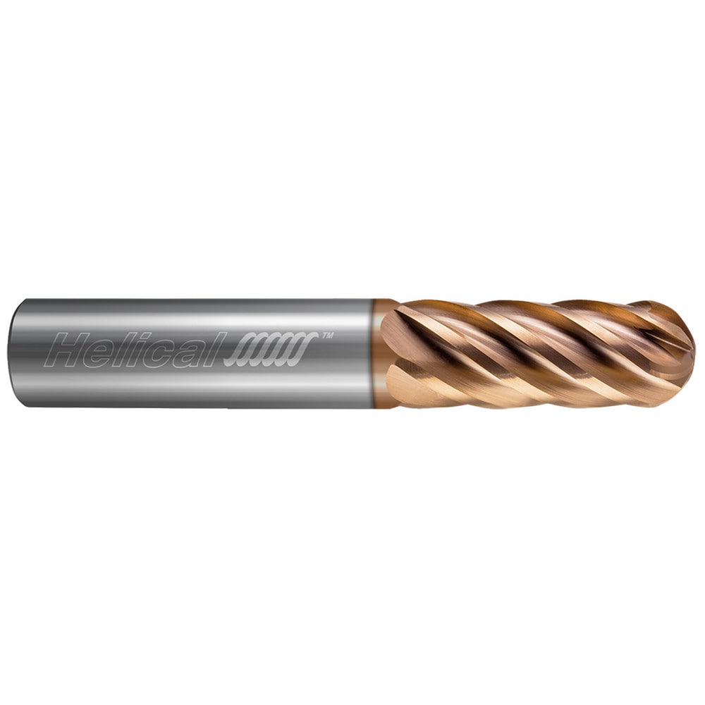 Ball End Mill: 3/8" Dia, 2-1/2" LOC, 6 Flute, Solid Carbide