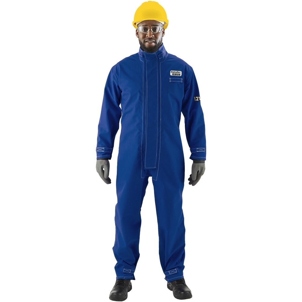 Non-Disposable Rain & Chemical-Resistant Coveralls: Chemical, Size 4X-Large, Blue, Nomex