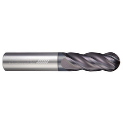 Ball End Mill: 5/16" Dia, 2-1/8" LOC, 4 Flute, Solid Carbide