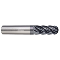 Ball End Mill: 3/8" Dia, 2-1/2" LOC, 6 Flute, Solid Carbide