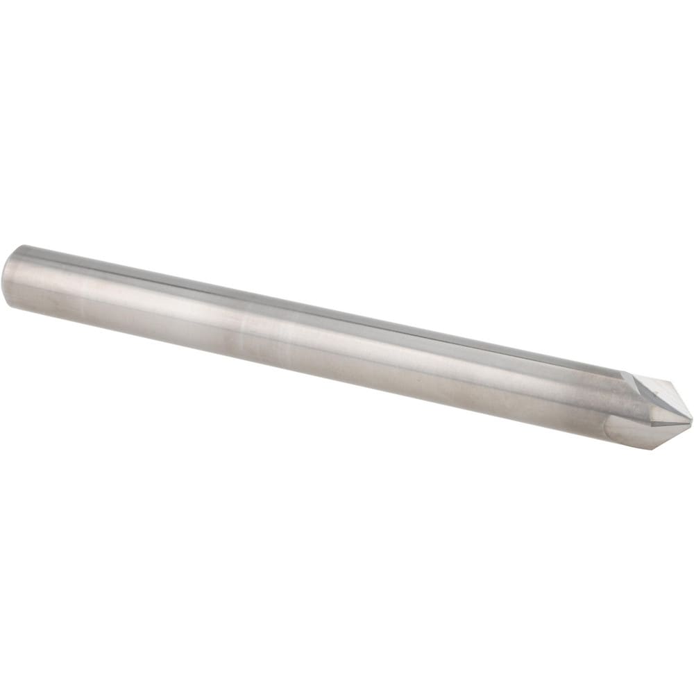 Chamfer Mill: 3/8" Dia, 3/8" Shank Dia, 45 deg, 3 Flute, Solid Carbide, Single End