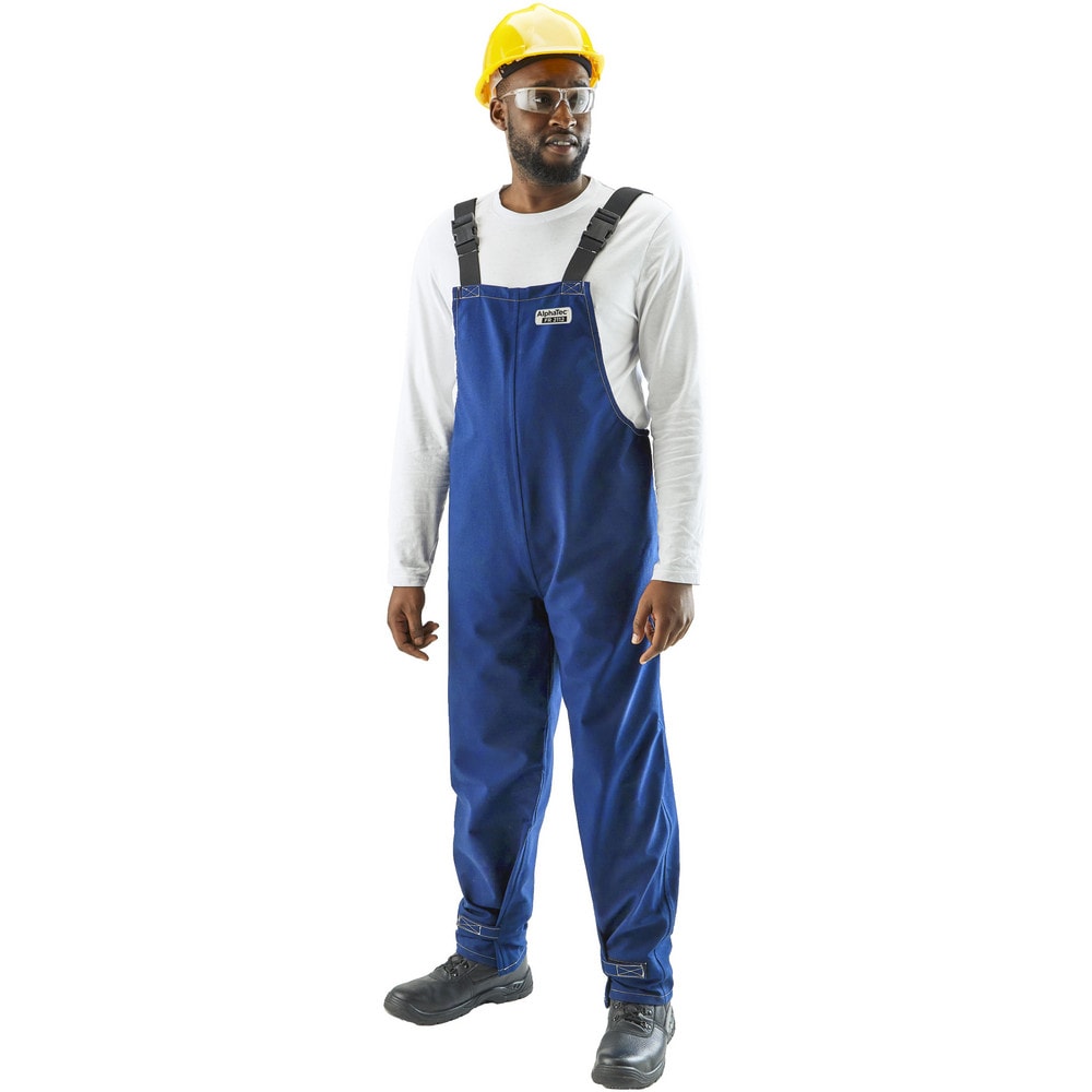 Non-Disposable Rain & Chemical-Resistant Overalls: Chemical, Size Large, Blue, Nomex