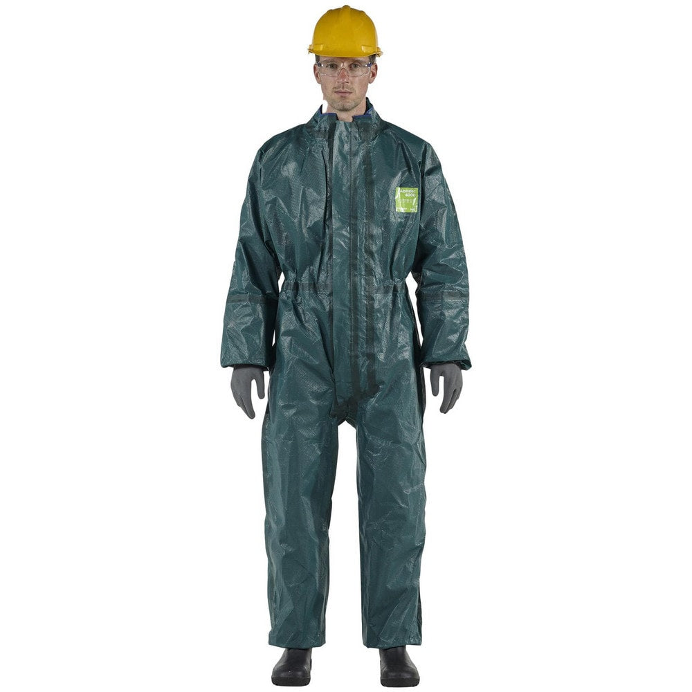 Disposable Coveralls: Size Large, 0.2569 oz, Multi-Layer Non-Woven Barrier Laminate Fabric, Double Zipper Closure