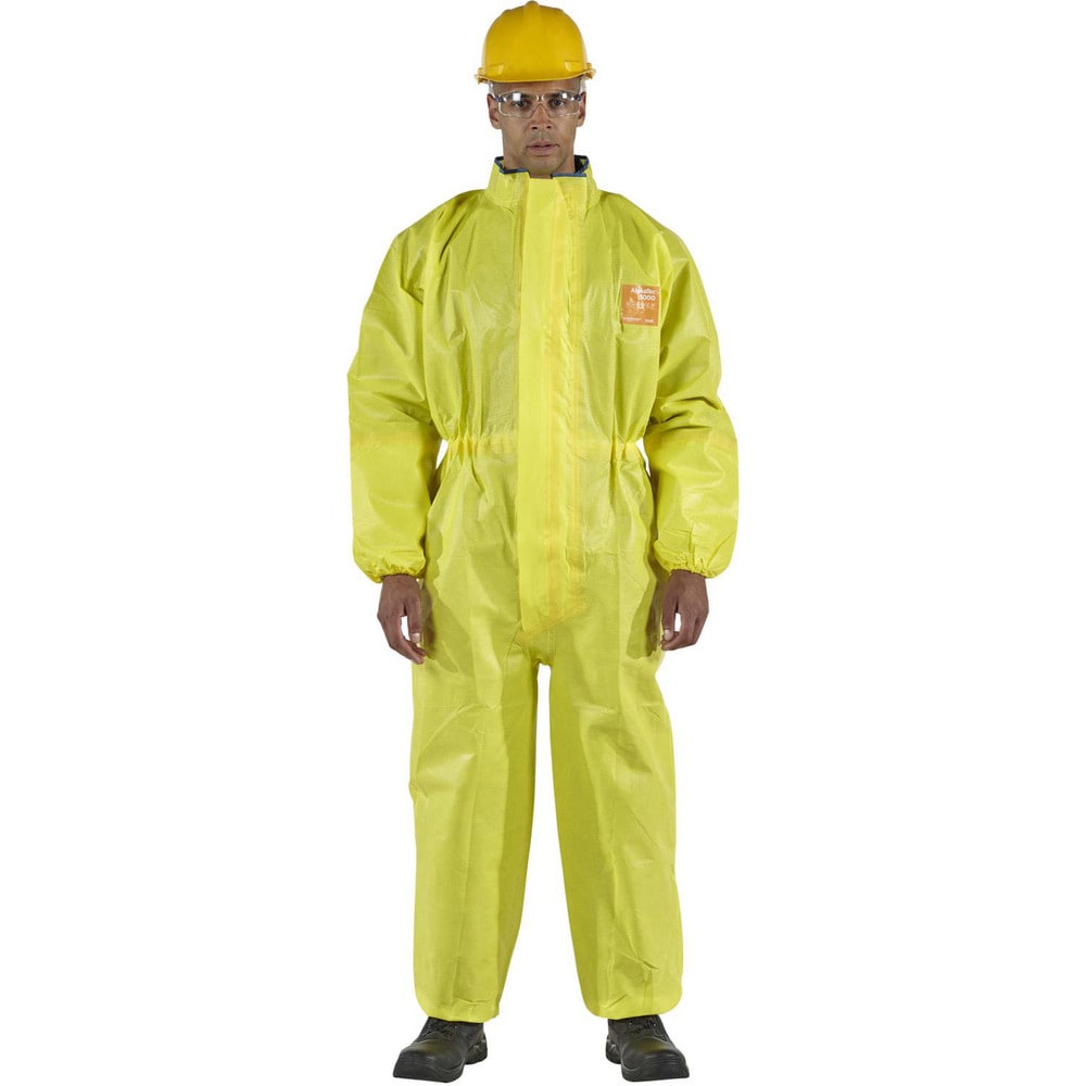 Disposable Coveralls: Size 3X-Large, 0.4238 oz, Multi-Layer Non-Woven Barrier Laminate Fabric, Double Zipper Closure