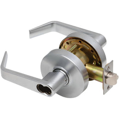 Lever Locksets; Lockset Type: Entrance; Key Type: Keyed Different; Back Set: 2-3/4; Cylinder Type: Less Core; Material: Metal; Door Thickness: 1-3/8 to 1/3-4; Finish: Satin Chrome