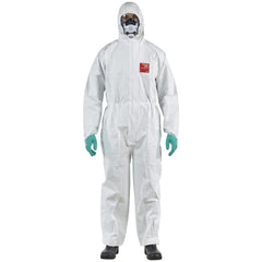 Disposable Coveralls: Size Medium, 0.5216 oz, Microporous Polypropylene Laminate Non-Woven, 2-Way Zipper with Storm Flap Closure