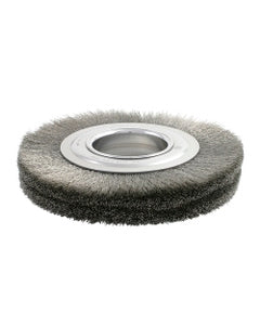 8″ Diameter × 7/8″ Width, Stainless Steel, 0.0118″ Crimped Bristle, Wheel Brush