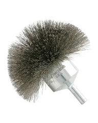 3″ Diameter × 1/4″ Shank Diameter × 1 1/2″ Trim Length, 0.008″ Crimped Bristle, Stainless Steel, Circular End Brush