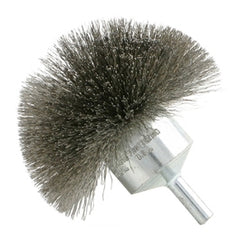 2 3/4″ Diameter × 1/4″ Shank Diameter × 1 3/8″ Trim Length, 0.008″ Crimped Bristle, Stainless Steel, Circular End Brush