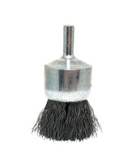 1″ Diameter × 1/4″ Shank Diameter × 7/8″ Trim Length, 0.014″ Crimped Bristle, Carbon Steel, Solid End Brush