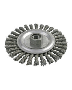 4″ Diameter × 0.187″ Width, Stainless Steel, 0.020″ Knotted Bristle, Wheel Brush