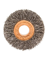 2″ Diameter × 3/8″ Width, Stainless Steel, 0.0118″ Crimped Bristle, Wheel Brush