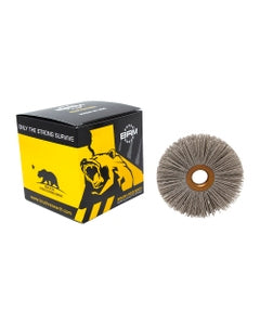 3 1/2″ Diameter × 3/4″ Width, 500 Grit, Aluminum Oxide, 0.022″ Crimped Bristle, Wheel Brush