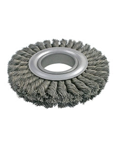 8″ Diameter × 1 1/8″ Width, Carbon Steel, 0.016″ Crimped Bristle, Wheel Brush