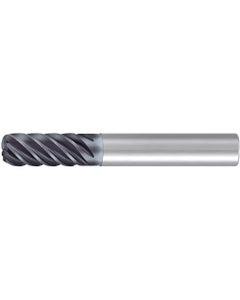 Corner Radius End Mill; 1″ Dia. × 2″ LOC × 1″ Shank Dia. × 5″ OAL ; 6 FL ; Carbide ; AlCr ; 0.06″ R