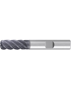 Corner Radius End Mill; 1/2″ Dia. × 1″ LOC × 1/2″ Shank Dia. × 3″ OAL ; 5 FL ; Carbide ; AlCr ; 0.01″ R