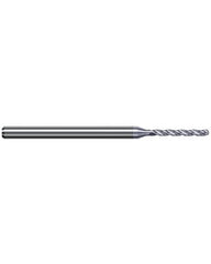 3.987 mm Dia. × 6 mm Shank Dia. × 100 mm OAL × 39 mm LCF, 130 Degrees, 8xD, 3 Flute, Helical Flute, TiB2 Solid Carbide Drills