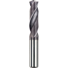 9.3 mm Dia. × 10 mm Shank × 47 mm Flute Length × 89 mm OAL, 3xD, TiAlCN, 2 Flute, Coolant Thru, h6, Cylindrical, Solid Carbide Drill Series/List #NG12