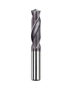 9.6 mm Dia. × 10 mm Shank × 47 mm Flute Length × 89 mm OAL, 3xD, TiAlCN, 2 Flute, Coolant Thru, h6, Cylindrical, Solid Carbide Drill Series/List #NG12