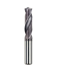 8.3 mm Dia. × 10 mm Shank × 47 mm Flute Length × 89 mm OAL, 3xD, TiAlCN, 2 Flute, Coolant Thru, h6, Cylindrical, Solid Carbide Drill Series/List #NG12