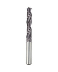 7.3 mm Dia. × 8 mm Shank × 53 mm Flute Length × 91 mm OAL, 5xD, TiAlCN, 2 Flute, Coolant Thru, h6, Cylindrical, Solid Carbide Drill Series/List #NG11