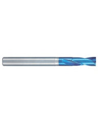 2.1 mm Dia. × 4 mm Shank Dia. × 50 mm OAL, 180 Degrees, 2 Flutes, Aqua Revo D, Solid Carbide Drills