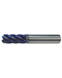 ‎L9707 - 1/2″ Cutting Dia. × 1-5/8″ LOC × 1/2″ Shank Dia. × 4″ OAL, 0.03″ Corner Radius, 5 Flutes, Carbide, AlTiN Coating, Corner Rounding Endmill