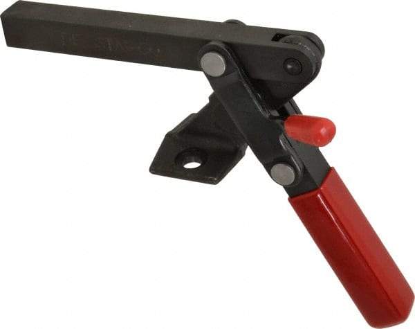 De-Sta-Co - 1,000 Lb Holding Capacity, Vertical Handle, Manual Hold Down Toggle Clamp - 65° Handle Movement, 195° Bar Opening, Solid Bar, Flanged Base, Electro-Plated Zinc, Carbon Steel - Caliber Tooling