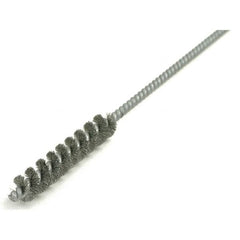 Brush Research Mfg. - 3/8" Diam Helical Steel Tube Brush - Single Spiral, 0.006" Filament Diam, 3" Brush Length, 34" OAL, 0.168" Diam Galvanized Steel Shank - Caliber Tooling