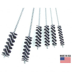 Brush Research Mfg. - 1-3/4" Diam Helical Nylon Tube Brush - Single Spiral, 0.292" Filament Diam, 3" Brush Length, 18" OAL, 0.292" Diam Galvanized Steel Shank - Caliber Tooling