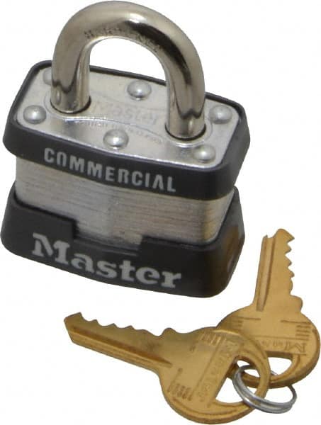 Master Lock - 3/4" Shackle Clearance, Keyed Alike Maximum Security Padlock - 9/32" Shackle Diam, Laminated Steel - Caliber Tooling