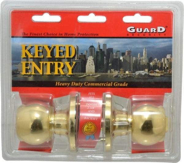 Value Collection - 1-3/4" Door Thickness, Bright Brass Entry Knob Lockset - 2-3/8" Back Set, KW1 Cylinder - Caliber Tooling