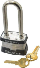 Master Lock - 2-1/2" Shackle Clearance, Keyed Alike Maximum Security Padlock - 5/16" Shackle Diam, Laminated Steel - Caliber Tooling