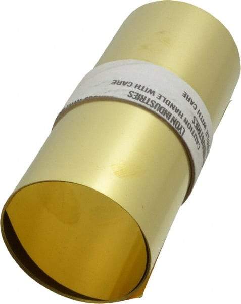 Made in USA - 100 Inch Long x 6 Inch Wide x 0.003 Inch Thick, Roll Shim Stock - Brass - Caliber Tooling