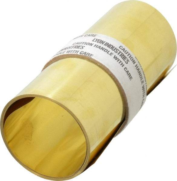 Made in USA - 100 Inch Long x 6 Inch Wide x 0.007 Inch Thick, Roll Shim Stock - Brass - Caliber Tooling