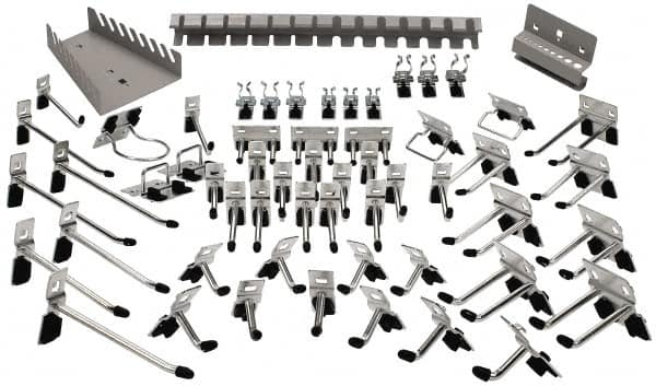 Kennedy - Tool Holder Sets For Square Hole Pegboard - Steel, 60 Piece Set - Caliber Tooling