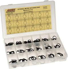 Made in USA - 310 Piece, M6 to M25, Steel, Snap External Retaining Ring Assortment - Includes Compartmented Case, Specification Labels - Caliber Tooling