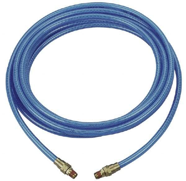 Coilhose Pneumatics - 5/16" ID 25' Long Multipurpose Air Hose - MNPT x MNPT Ends, 200 Working psi, -40 to 165°F, 1/4" Fitting, Transparent Blue - Caliber Tooling