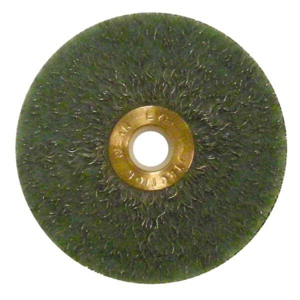 Anderson - 3" OD, 1/2" Arbor Hole, Crimped Steel Wheel Brush - 1/4" Face Width, 1" Trim Length, 0.014" Filament Diam, 20,000 RPM - Caliber Tooling