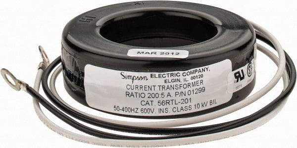 Simpson Electric - 2 VA Burden, 200 Amp AC Input, 5 Amp AC Output, 50 to 400 Hz, Panel Meter Donut Current Transformer - Screw Terminal, For Use with AC Ammeter - Caliber Tooling